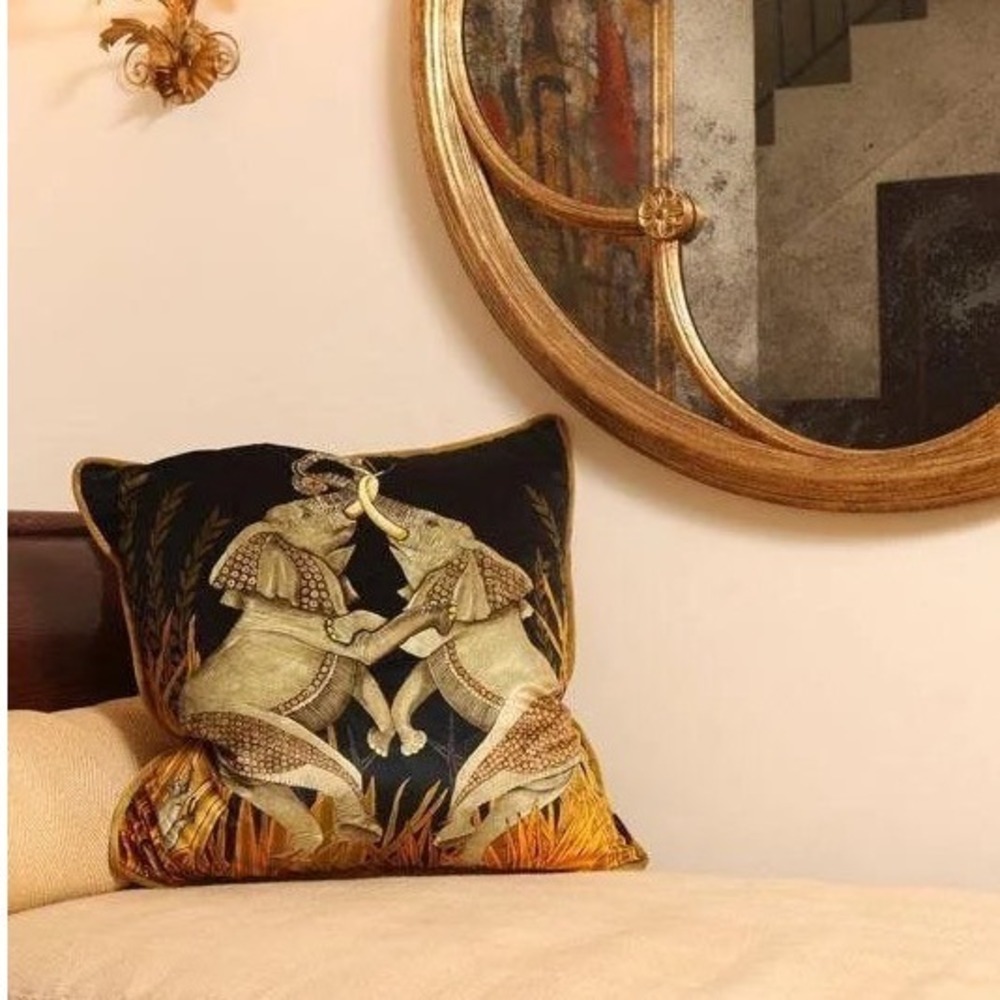 Ardmore Design South Africa Velvet Dancing Elephant 24 x 24 Pillow Cover